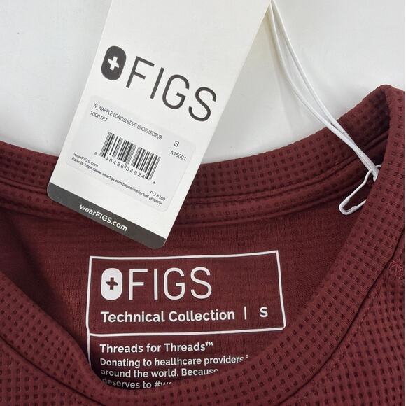 Figs Women's Walnut Waffle Longsleeve Underscrub Top Size S - Picture 5 of 10